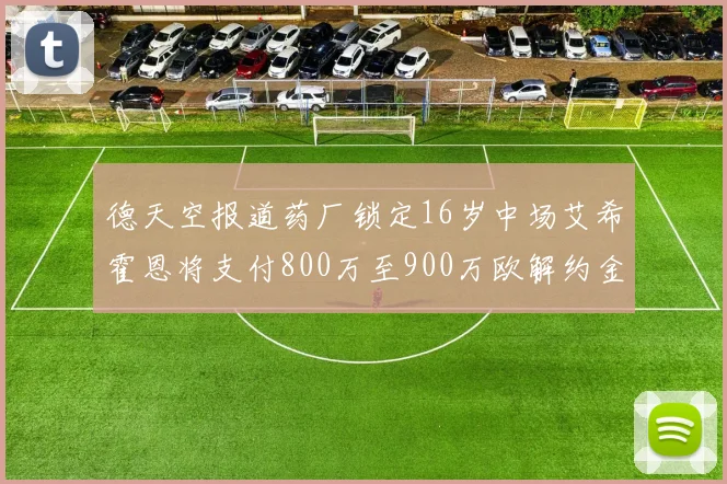 德天空报道药厂锁定16岁中场艾希霍恩将支付800万至900万欧解约金